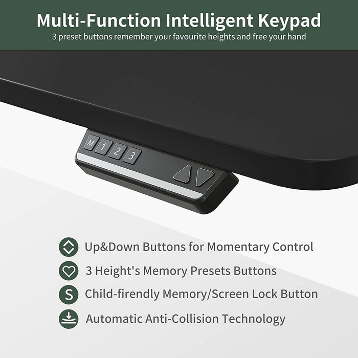 Triple Motor Standing Desk, L-Shaped, Black