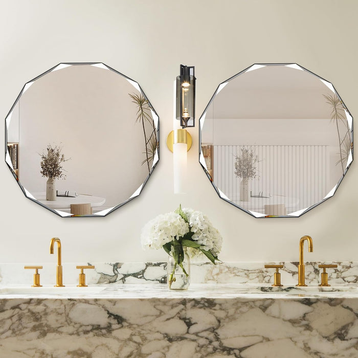 Frameless Asymmetric Decorating Mirror Irregular Shape Beveled