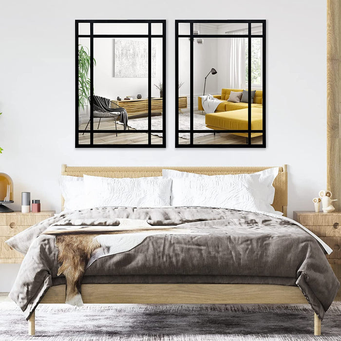 Wall Mirror Decorative Mirrors Farmhouse for Living Room Bedroom Entryway Bathroom Vanity (Black3)