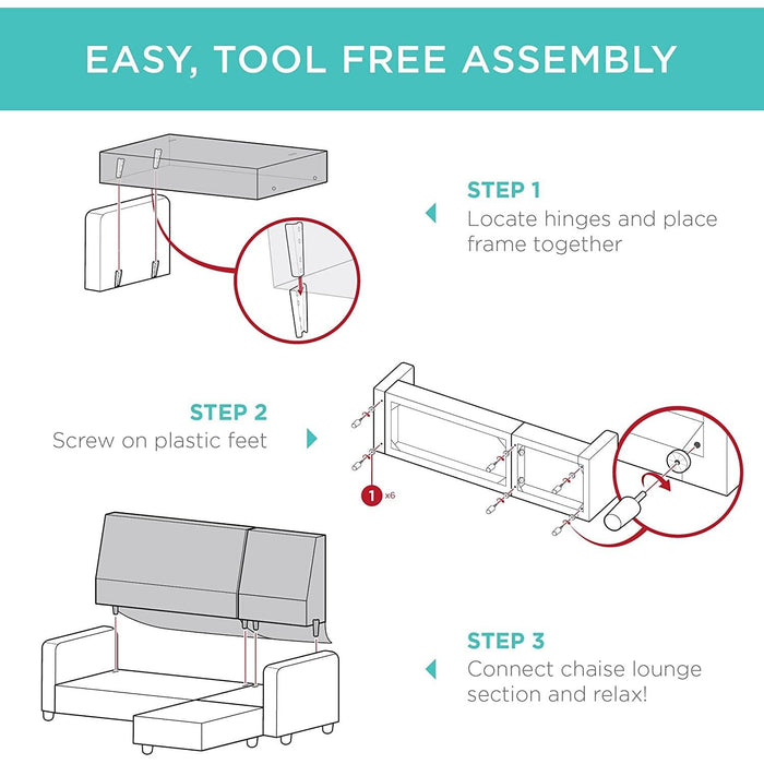 Compact Beige Linen Sectional Sofa with Chaise Lounge