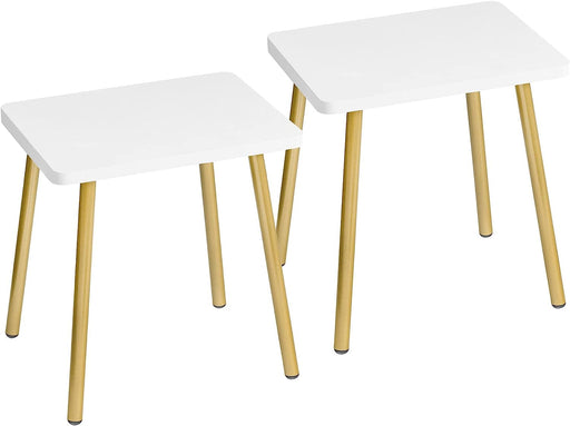 Modern White and Gold Side Table Set of 2, Small