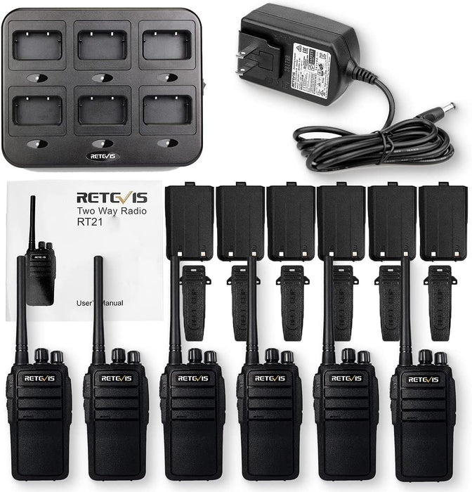 Retevis H-777S Long Range Walkie Talkies, Rechargeable with Six-Way Multi  Gang Charger Business Two Way Radios 