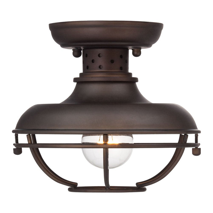 Rustic Semi Flush Mount Outdoor Ceiling Light Fixture Bronze 8 1/2" Caged for Exterior Entryway Porch