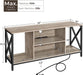 Industrial Gray TV Stand with Power Outlets