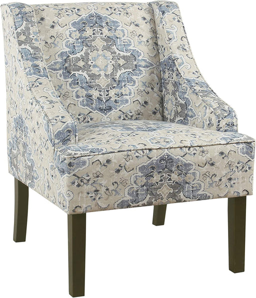 Antiqued Blue Velvet Armchairs with Swooping Design