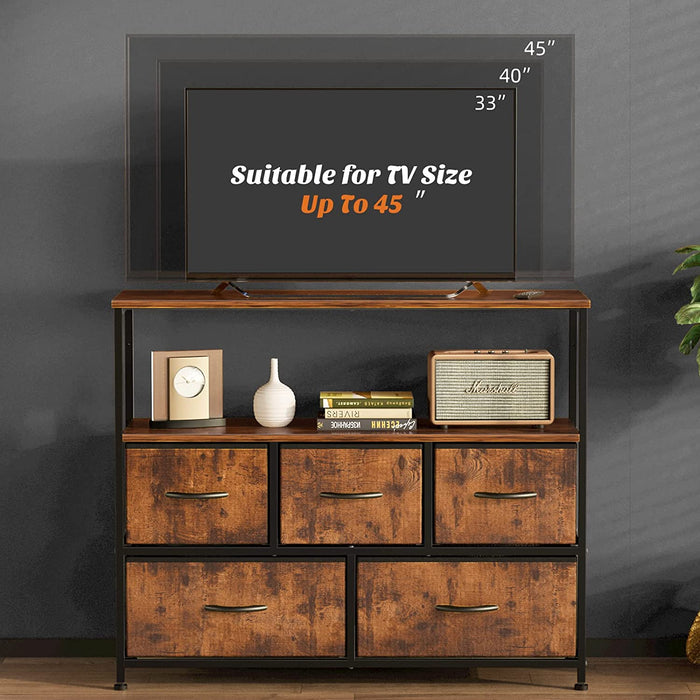 Dresser TV Stand, Dresser for Bedroom with 5 Drawer Media Console Table
