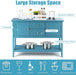 Aqua Wood Buffet Sideboard with Cabinets and Drawers