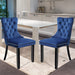 Solid Wood Dining Chairs with Nailhead Back (Set of 2, Blue)