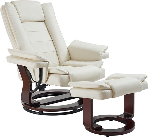 PU Leather Recliner with Ottoman, Beige