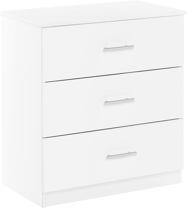 Simple White 3-Drawer Dresser with Handle