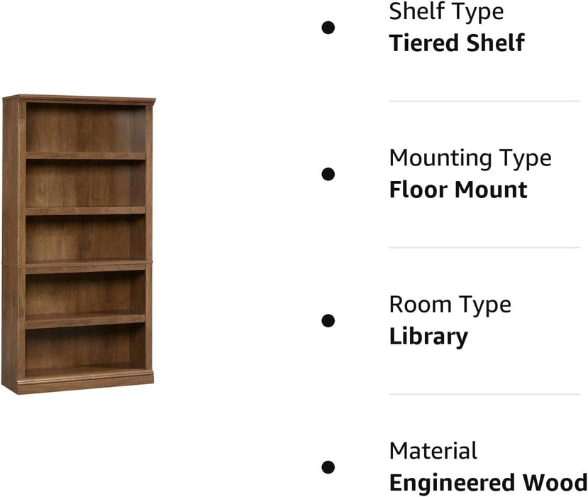 Oiled Oak Split Bookcase with 5 Shelves