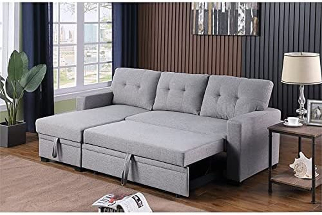 Gray Reversible Sleeper Sofa with Storage Chaise