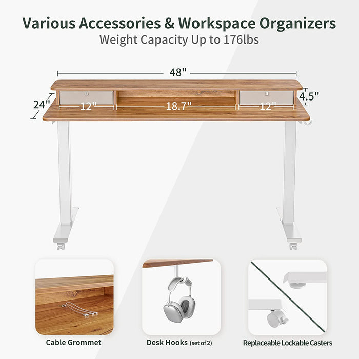 Electric Sit Stand Desk with Storage Drawers