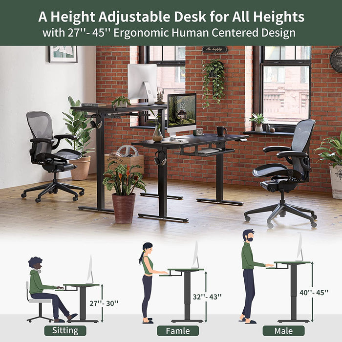 Adjustable Electric Standing Desk with Keyboard Tray