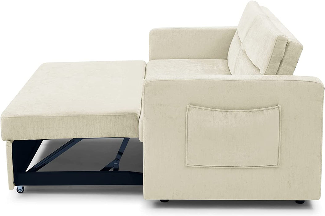 Modern Beige Sleeper Sofa with Pull-Out Bed