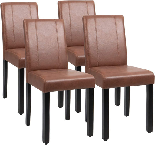 PU Leather Dining Chairs Set of 4, Brown