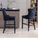 Set of 2 Upholstered Velvet Cushion Barstools