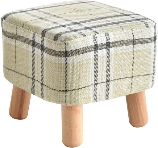 Solid Wood Footstool with Padded Seat