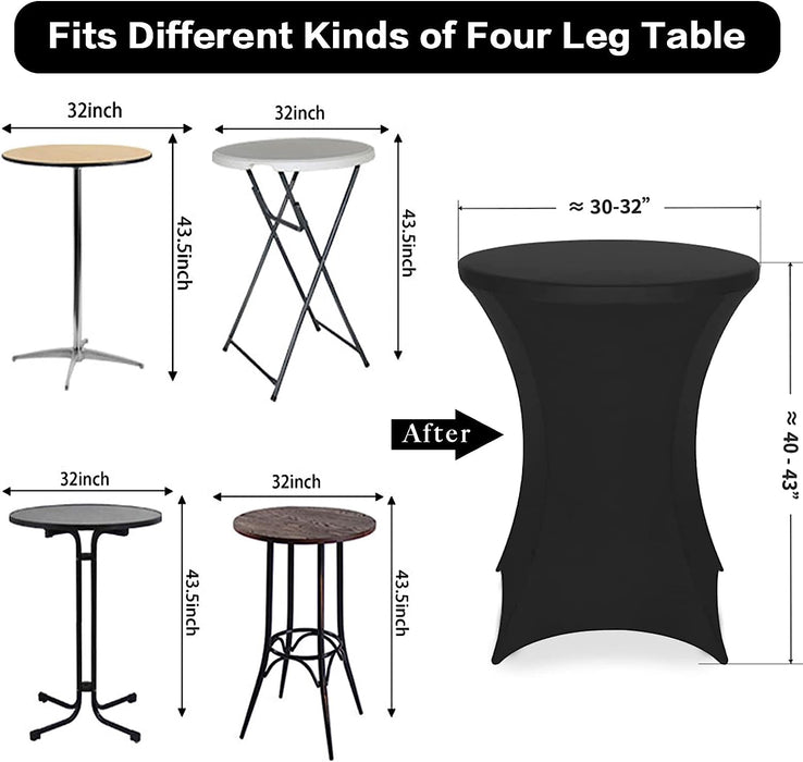 Spandex Cocktail Table Covers, 4 Pack Black