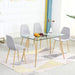 Modern 5 Pieces Dining Set for 4 with Rectangle Glass Table
