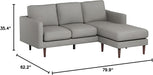 Rivet Revolve Upholstered Sofa with Chaise, Grey