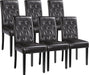 Tufted Waterproof Leather Dining Chairs, Set of 6, Brown
