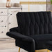 Black Velvet Lounge Chair with Ottoman, Adjustable Armrests