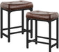 Counter-Height Saddle Stool, PU Leather, Set of 2, Brown