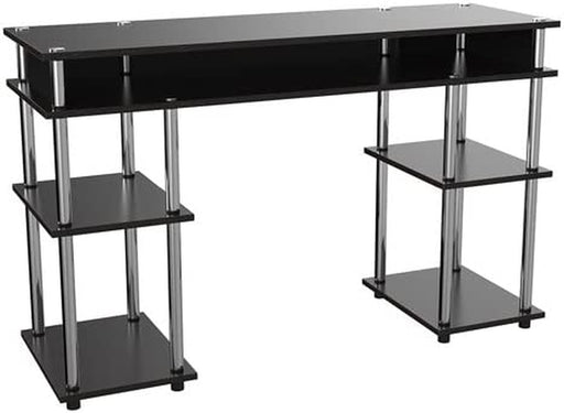Black Student Desk with Shelves, No Tools Required