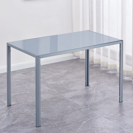 Gray Rectangular Glass Dining Table, 6-Person