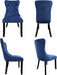 Solid Wood Dining Chairs with Nailhead Back (Set of 2, Blue)