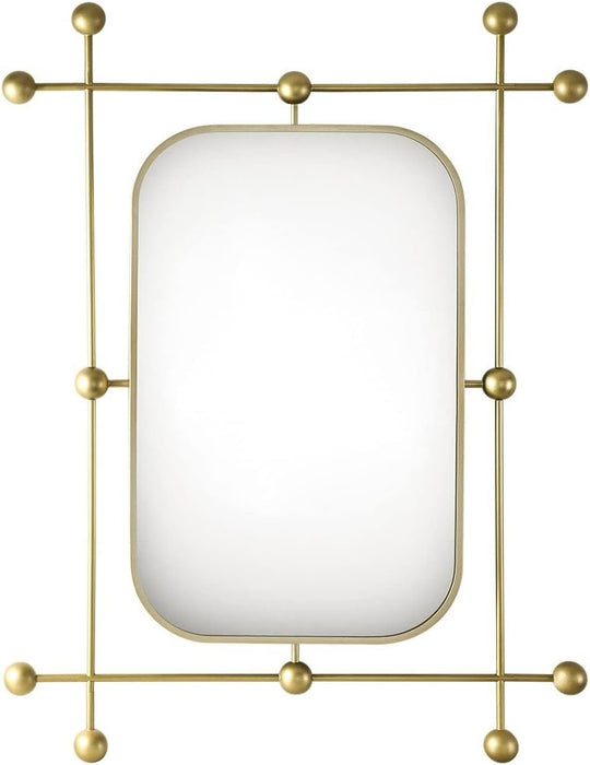 Macluu Irregular Decor Metal Pipe Wall Mirror - Gold - 44" X 33"