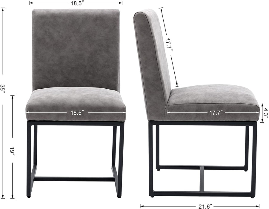 Set of 2 Grey Leather Dining Chairs
