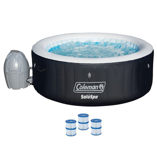 13804-BW Saluspa 4 Person Portable Inflatable Outdoor Hot Tub Spa with Air Jets, Black