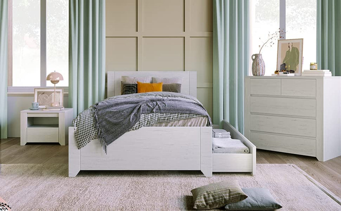 3 Pieces Cream White Bedroom Furniture Set