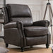 Pushback Recliner Chair, Leather, Rivet Decoration, Dark Grey