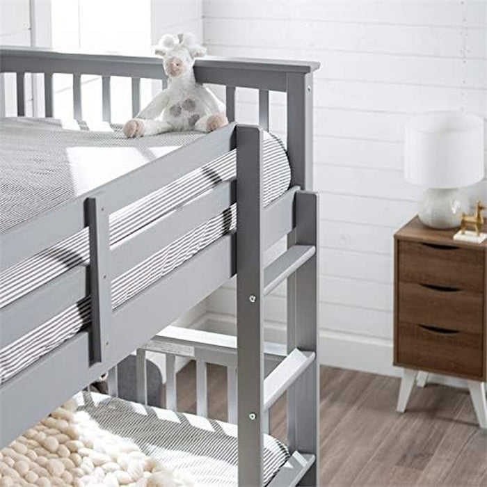 Mission Style Solid Wood Twin over Twin Bunk Bed, Grey