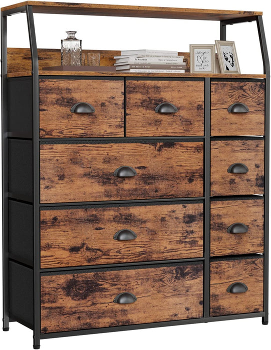 Large Dresser with 9 Drawers, Shelf
