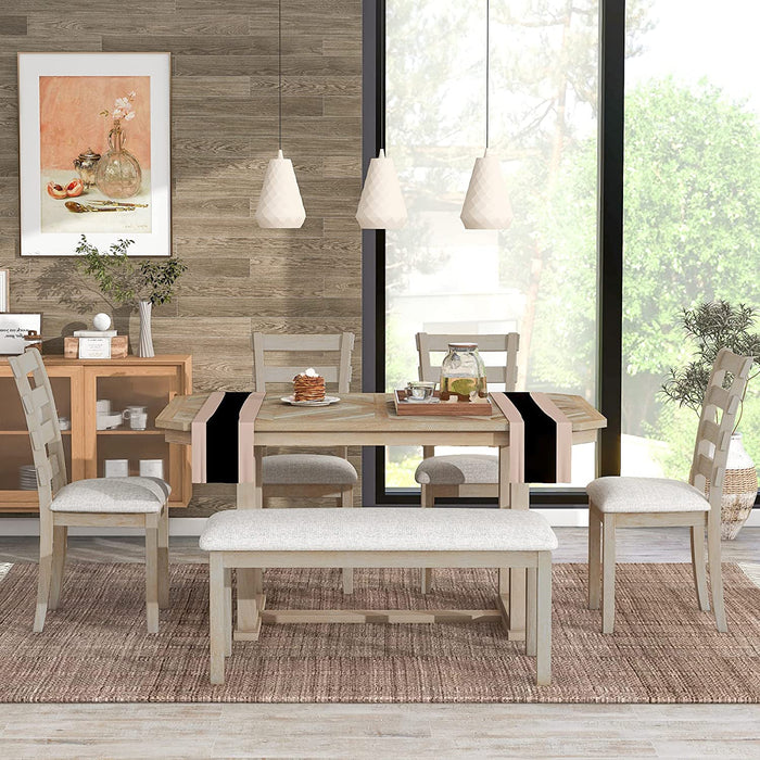 6-Piece Dining Table Set with Bench