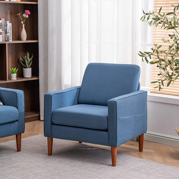 Mid-Century Modern Navy Blue Accent Chair