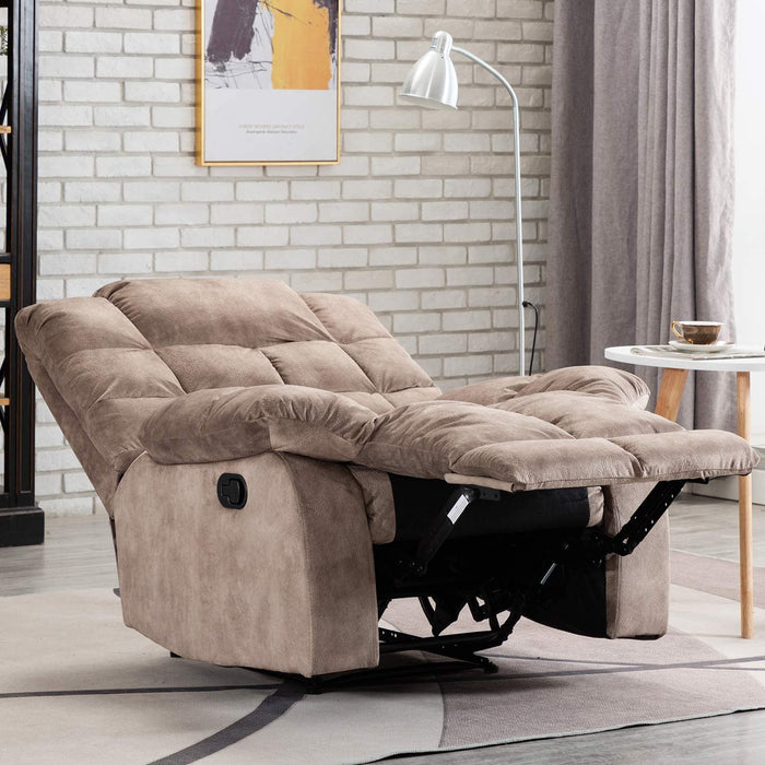 Single Breathable Fabric Reclining Chair for Living Room (Apricot)