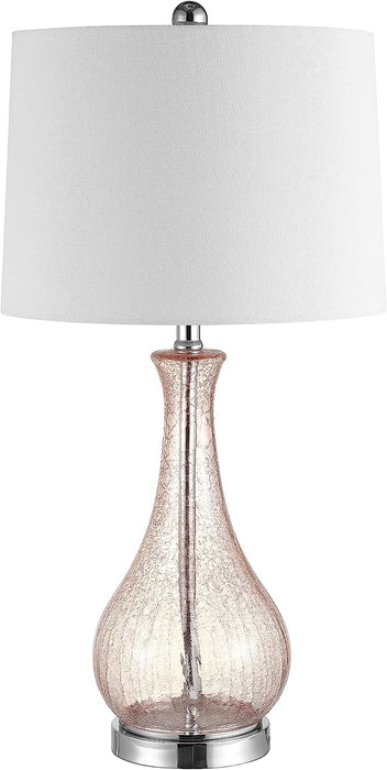 Lighting Collection Finnley Light Blush Crackle 28-Inch Bedroom Living Room Home Office Desk Nightstand Table Lamp (LED Bulb Included)