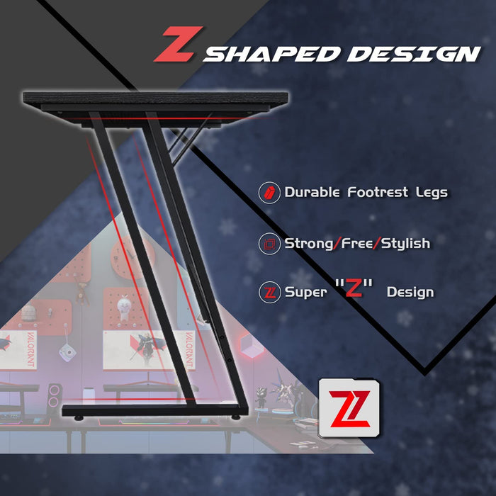 Sturdy L-Shaped Gaming Desk with Monitor Riser