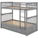 Grey Twin Bunk Bed with Storage, Drawers, and Safety Rail