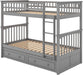 Grey Twin Bunk Bed with Storage, Drawers, and Safety Rail