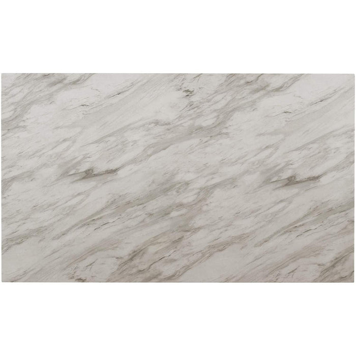 6-Person Dining Table with Faux Marble Top, Black Base