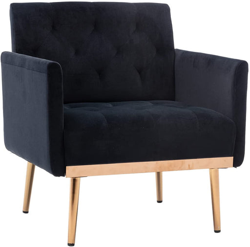 Modern Black Velvet Accent Chair with Arms