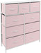 Solid Pink 9-Drawer Dresser with Fabric Bins