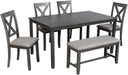 Grey Wooden Rectangular Dining Table Set of 6