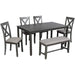 Grey Wooden Rectangular Dining Table Set of 6